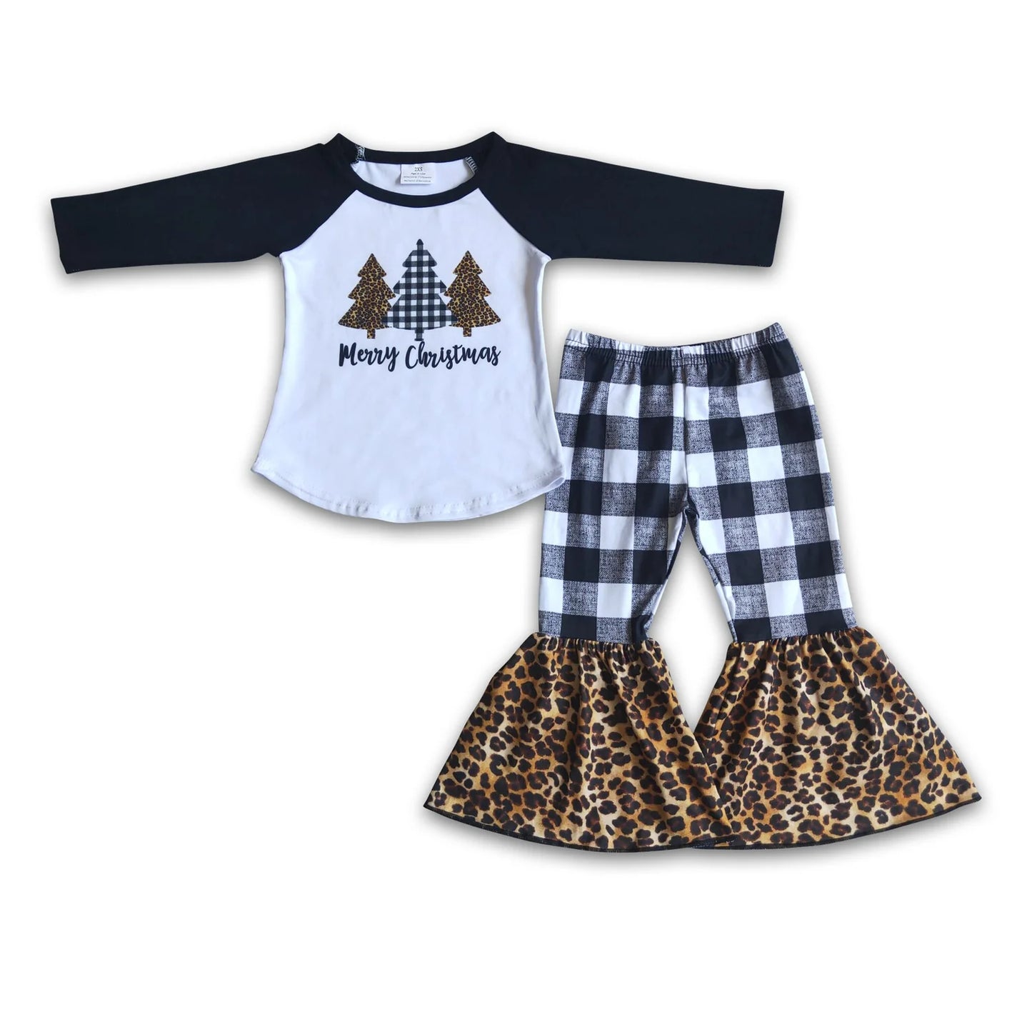 RTS NO MOQ Sibling milk silk Baby Girls Long Sleeve Top Bell Bottom Pants Holiday Clothes Set