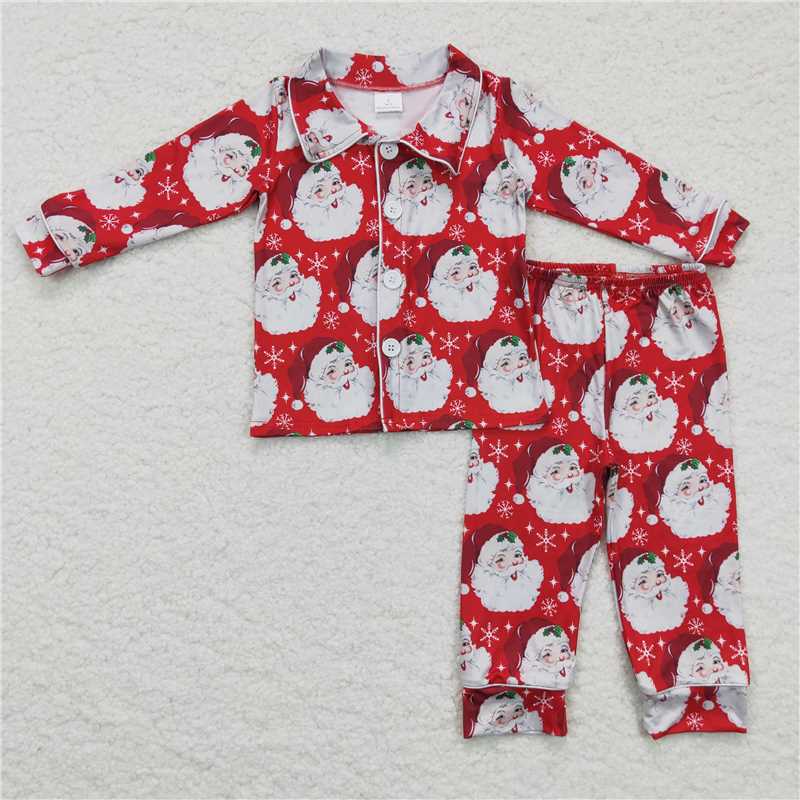 RTS NO MOQ Sibling milk silk Baby Girls And Boys Christmas Pajamas Cute Holiday Print Long Sleeve Sleep Set