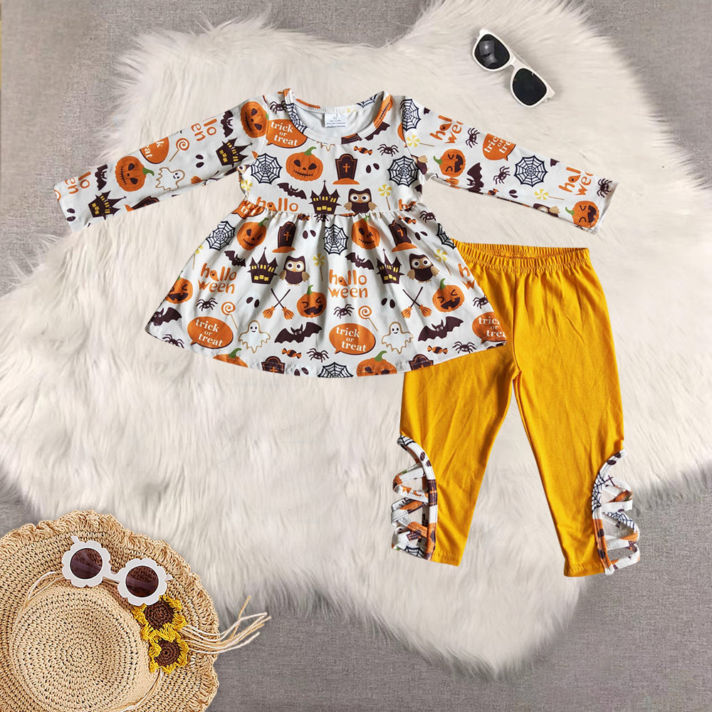 RTS NO MOQ Sibling baby girls clothes halloween long-sleeved trousers suit