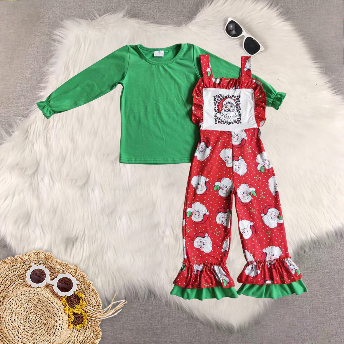 RTS NO MOQ Sibling Baby Girls boy Christmas Long Sleeve Pants Set