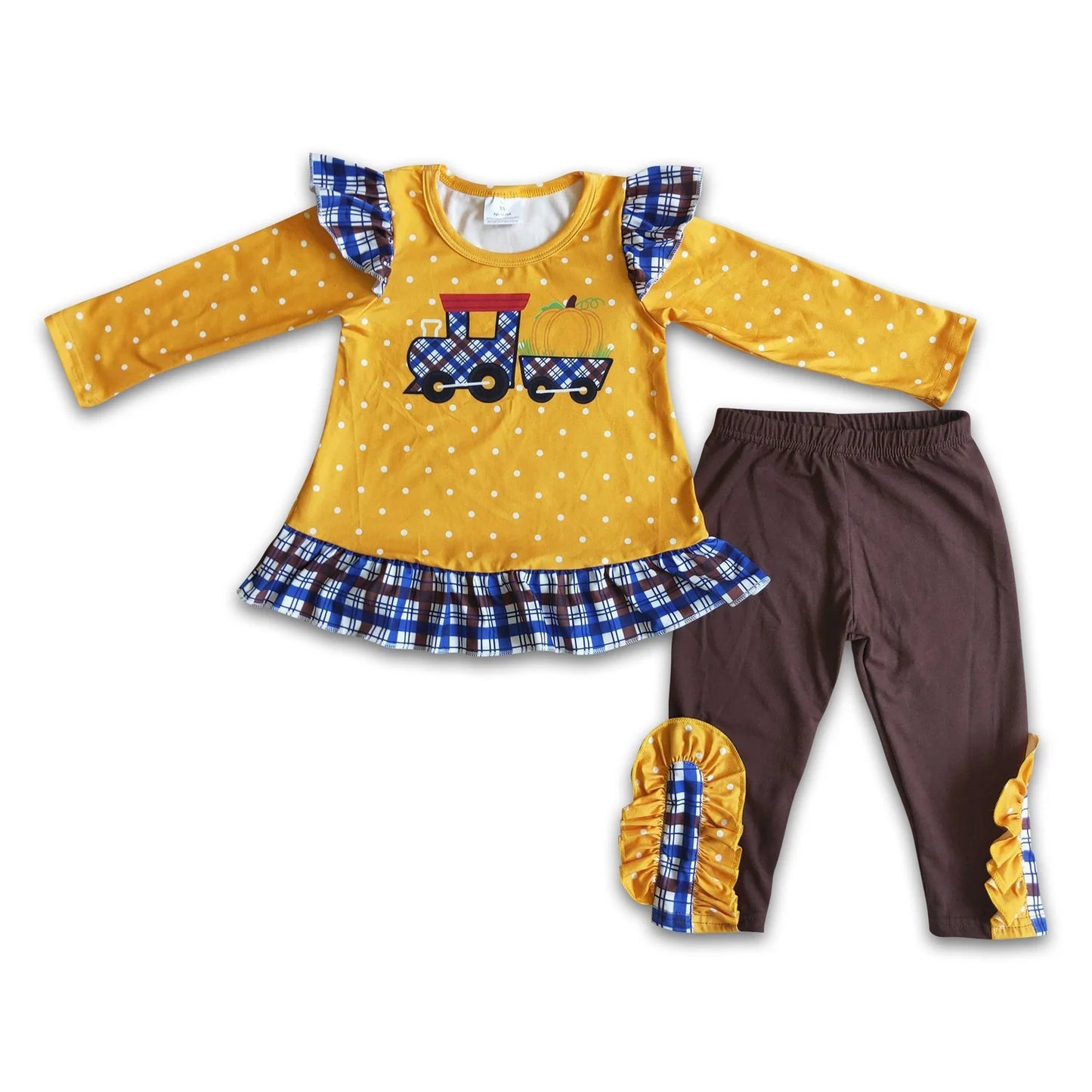 RTS NO MOQ Sibling milk silk Baby Girls Halloween Color Ghost Pumpkin Ruffle Trim Top Pants Clothes Sets