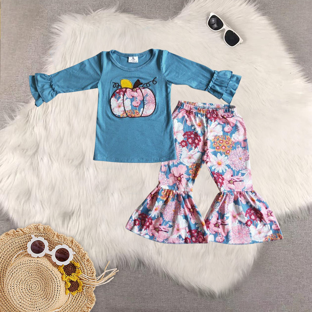 RTS Sibling baby girls clothes halloween embroidery long Sleeve pants sets