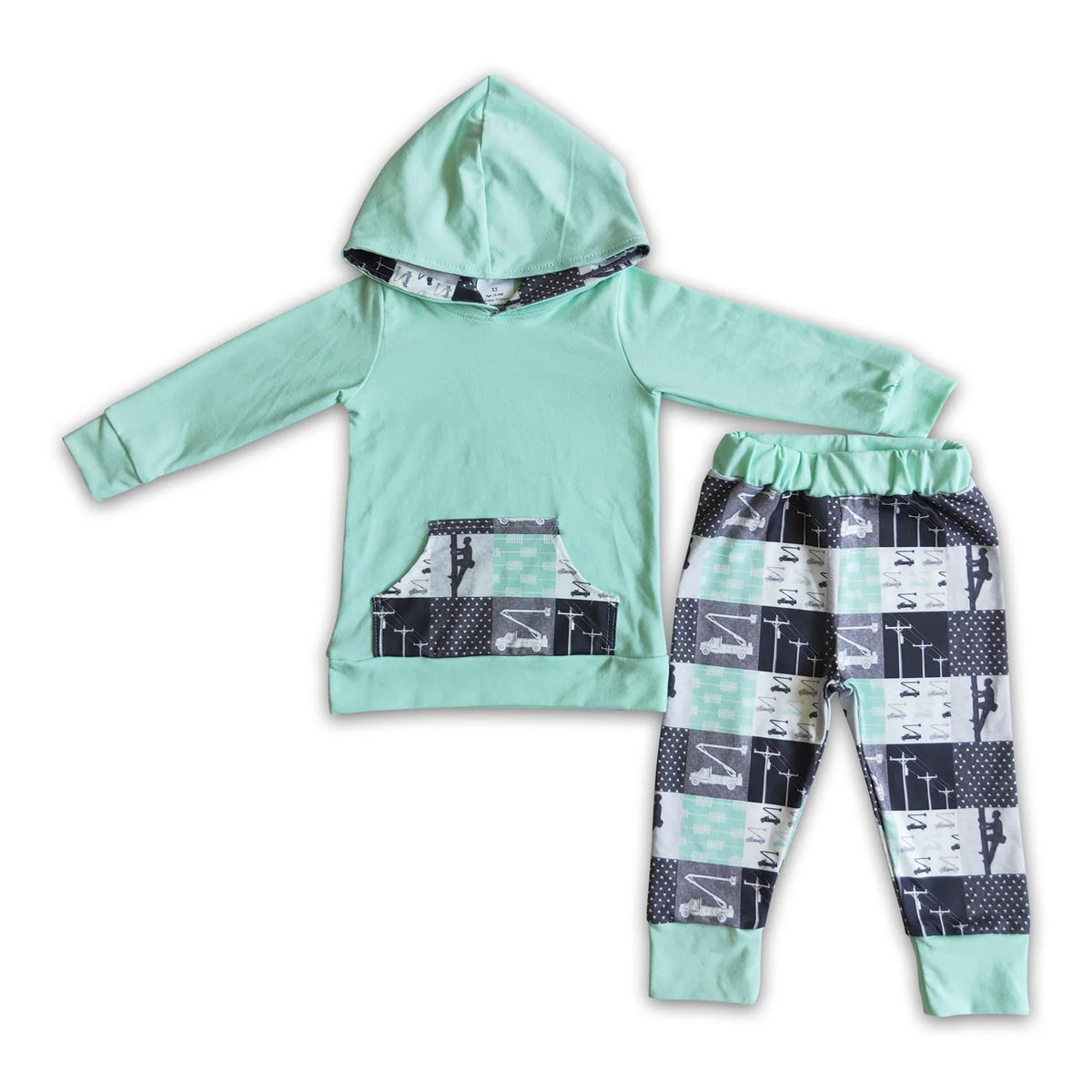 RTS NO MOQ Sibling baby boy clothes hooded Long Sleeve Hooded Suits