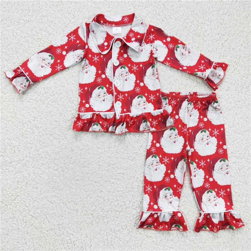 RTS NO MOQ Sibling milk silk Baby Girls And Boys Christmas Pajamas Cute Holiday Print Long Sleeve Sleep Set