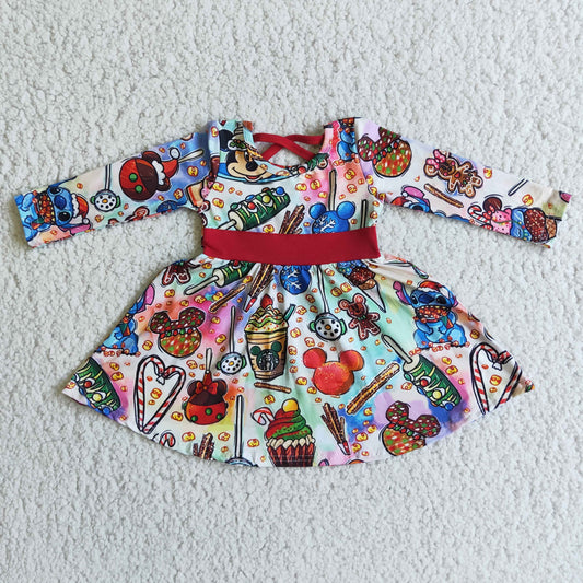 6 C9-17 Girls red long sleeve dress