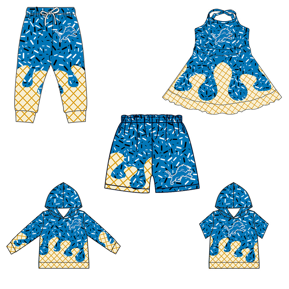 Custom summer teams baby girls clothes team teal hooded long sleeve tops and short sleeve top and dress and pants and shorts-25.6.19