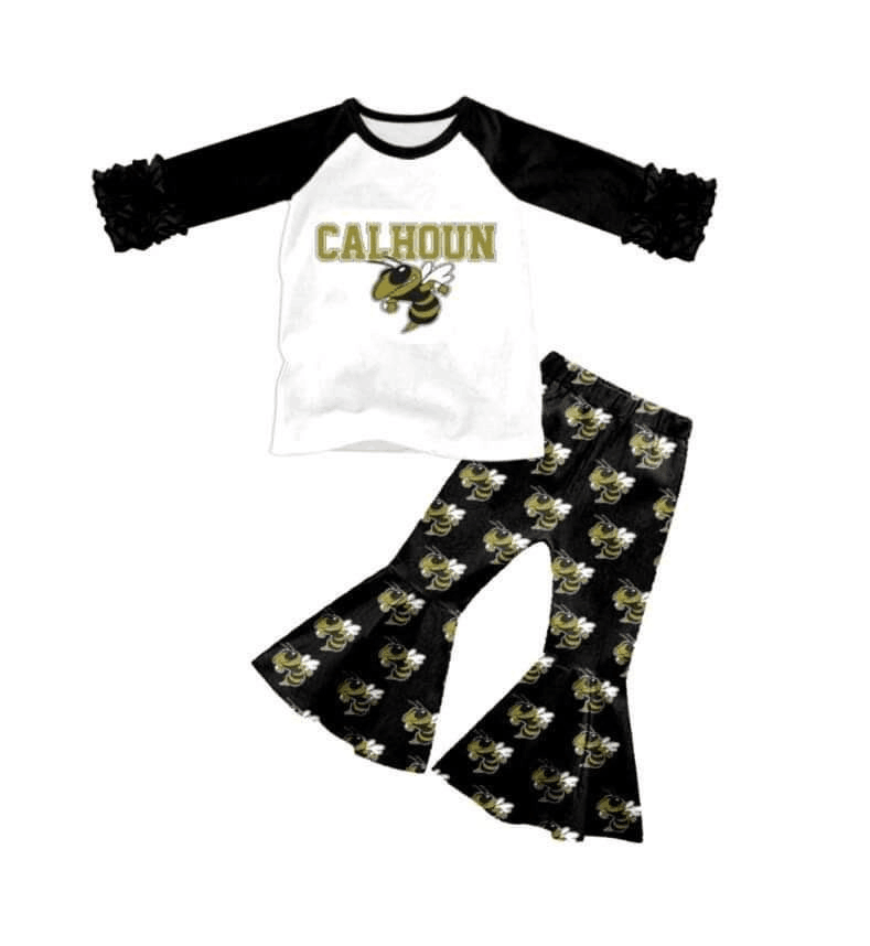 Girls black long sleeve long pants outfits CALHOUN moq 5