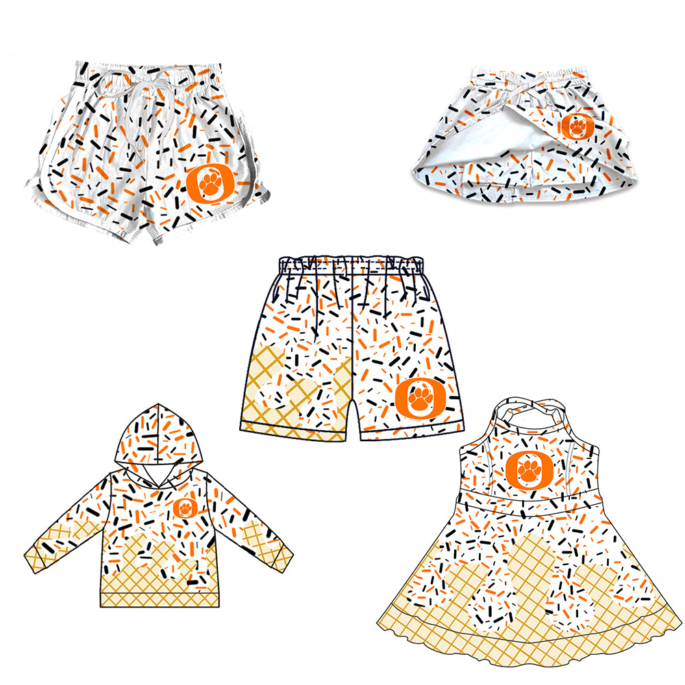 Custom moq 5 mix size milk silk baby girls clothes team hooded long sleeve tops and skirt and dress and shorts 1 and shorts 2-25.7.4