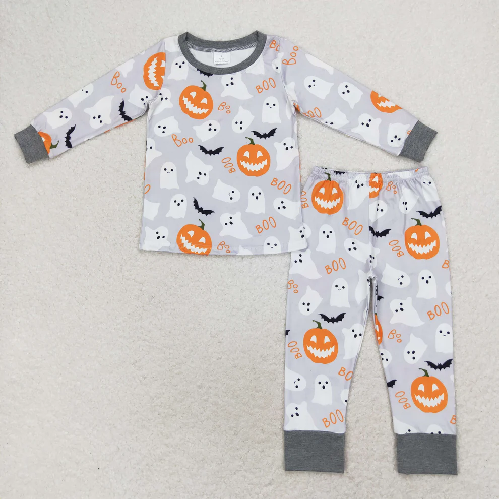 RTS NO MOQ pajamas pumkin pajamas  Baby Girls Boys Halloween Ghost Pumpkin Sibling Pajamas Clothes Sets