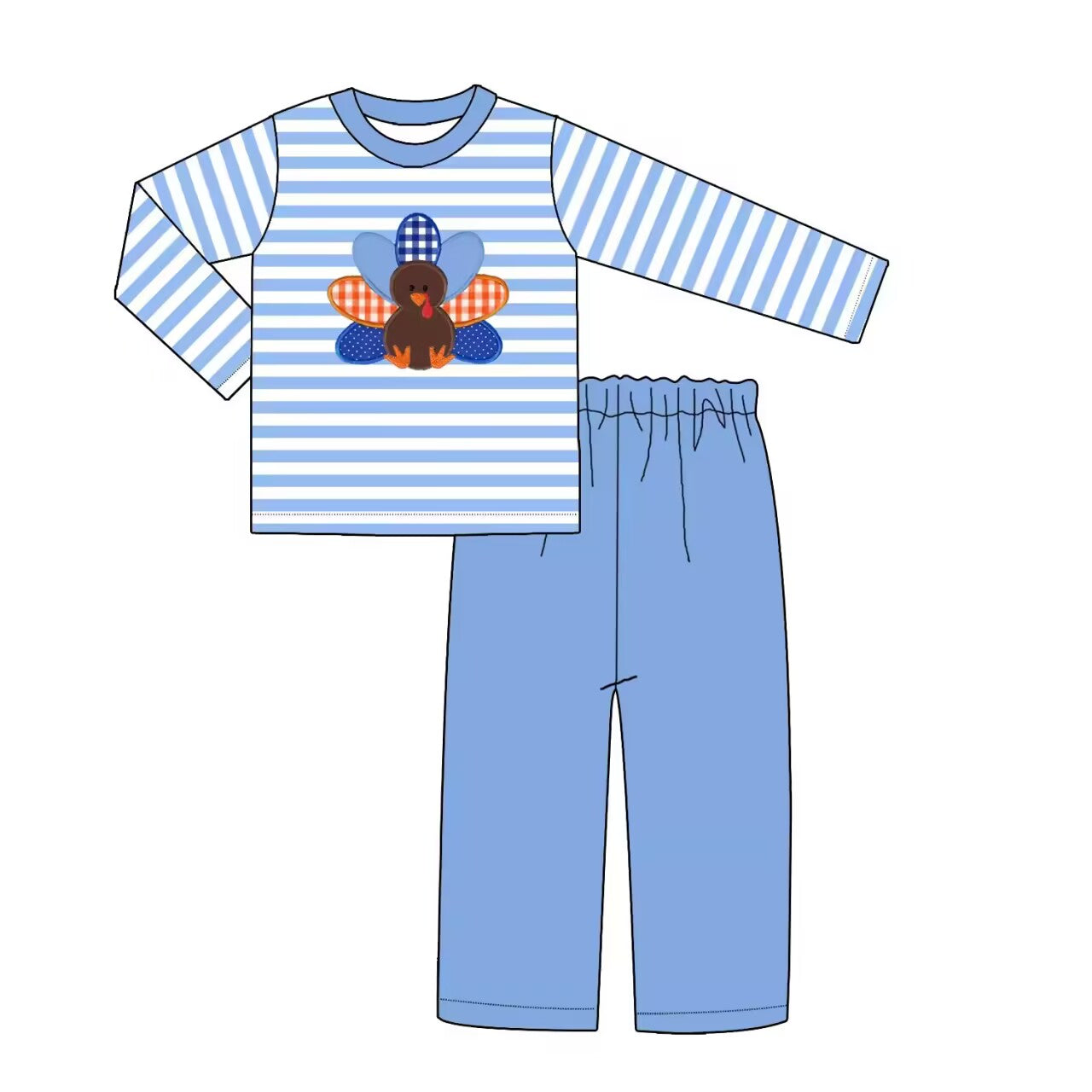 Custom moq 3 eta 6-8weeks Blue and white striped long suit