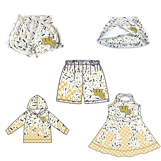 Custom moq 5 mix size milk silk baby girls clothes team hooded long sleeve tops and skirt and dress and shorts 1 and shorts 2-25.7.5