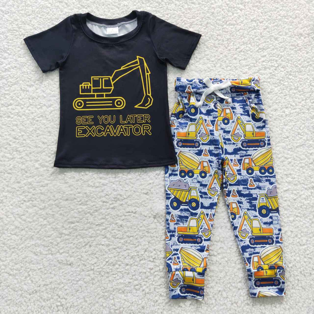 BSPO0132 excavator black short sleeve blue trouser suit