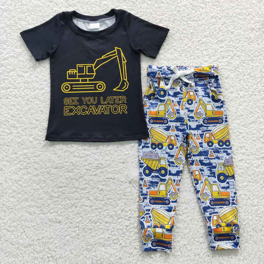 BSPO0132 excavator black short sleeve blue trouser suit