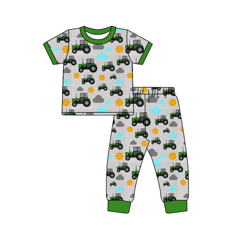 10.16 custom each style moq 5eta 4-6week Sibling Sister green baby boys short sleeve sets and rompers match design