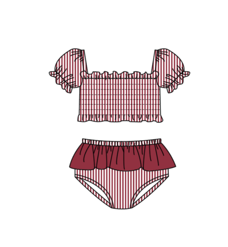 Custom moq 5 mix size milk silk summer teams baby girl boys clothes Red Two-Piece Swimsuit Set One Piece Swimsuits boy swim trunks
