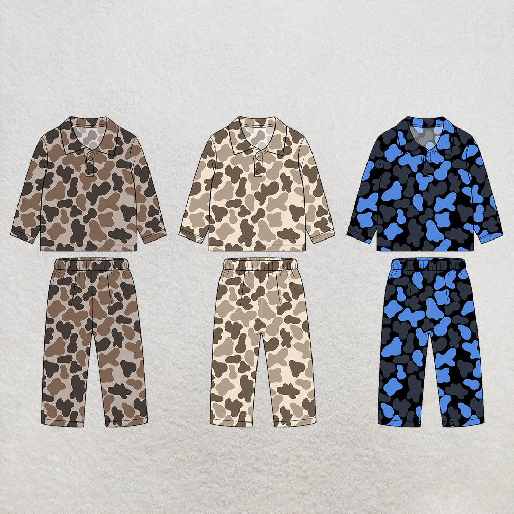custom moq 5 mix size XY072906 Baby Kids Camo Print Long Sleeve Top Straight Leg Pants Casual Outfit Set