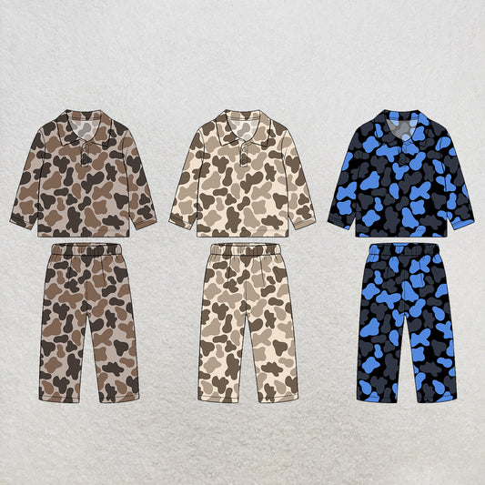 custom moq 5 mix size XY072906 Baby Kids Camo Print Long Sleeve Top Straight Leg Pants Casual Outfit Set