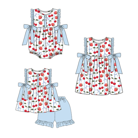 4.1 Custom moq 5 mix size Sibling Baby Girl's Sleeveless Tunic Blue Shorts Set Cute Romper Dress for Summer