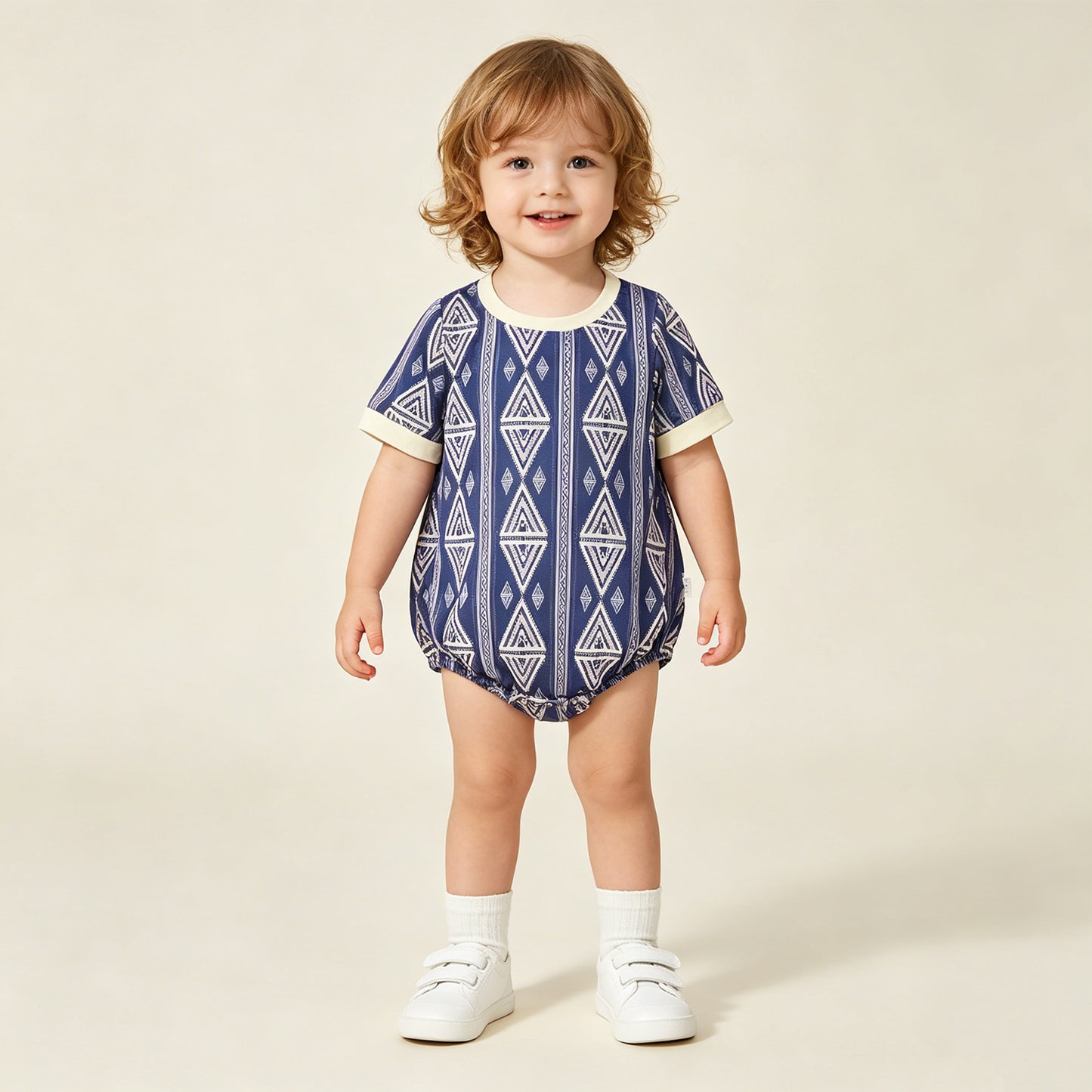 RTS NO MOQ milk silk SR3713 Baby Boys Short Sleeve Western Aztec Print Rompers
