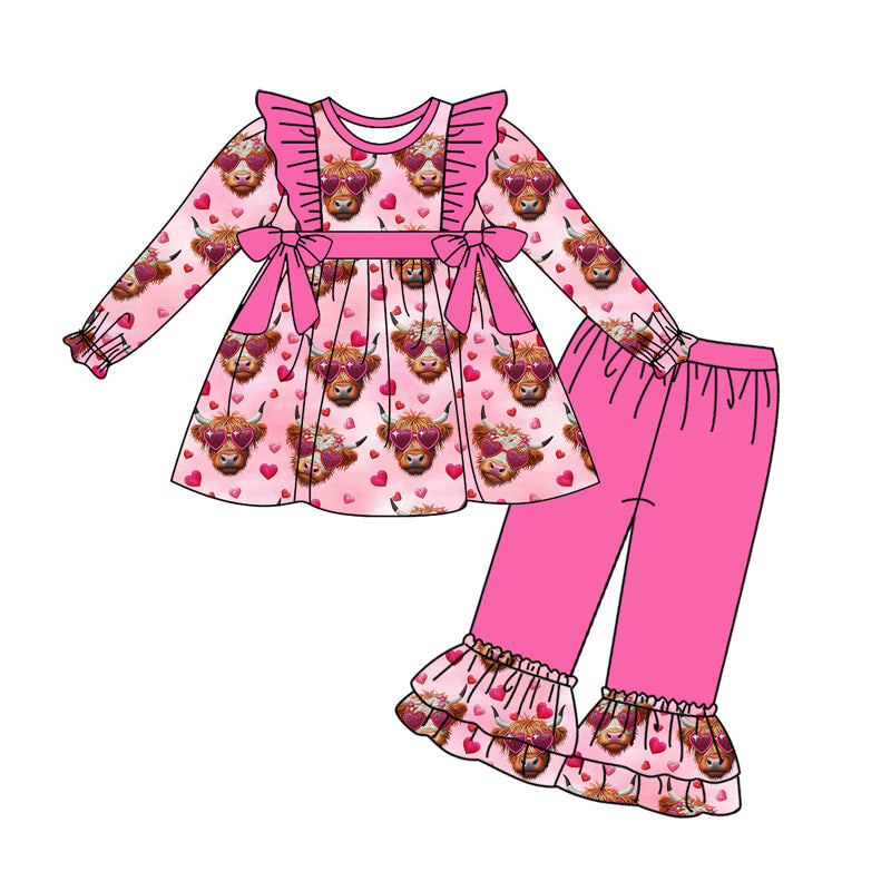 10.12 custom each style moq 5eta 4-6week Sibling Sister alpine love pink baby girl sets and dress and rompers match family design