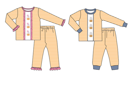 25.6.13 custom each style moq 5eta 4-6week Sibling Sisters Halloween baby girl long sleeve pants sets 1 and sets 2 match family design