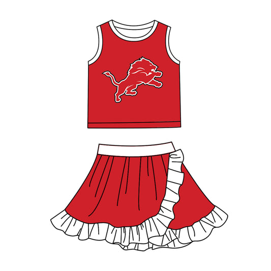 Custom moq 5 mix size milk silk summer teams Baby Girls White Red  Vest Scallop Skirt Yoga Set