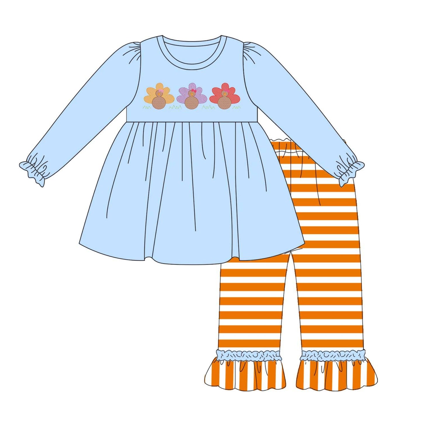 5.10custom each style moq 5eta 4-5week Sibling SisterColorful peacock prints blue-orange boys and girls outfits and baby romper and dress match family design
