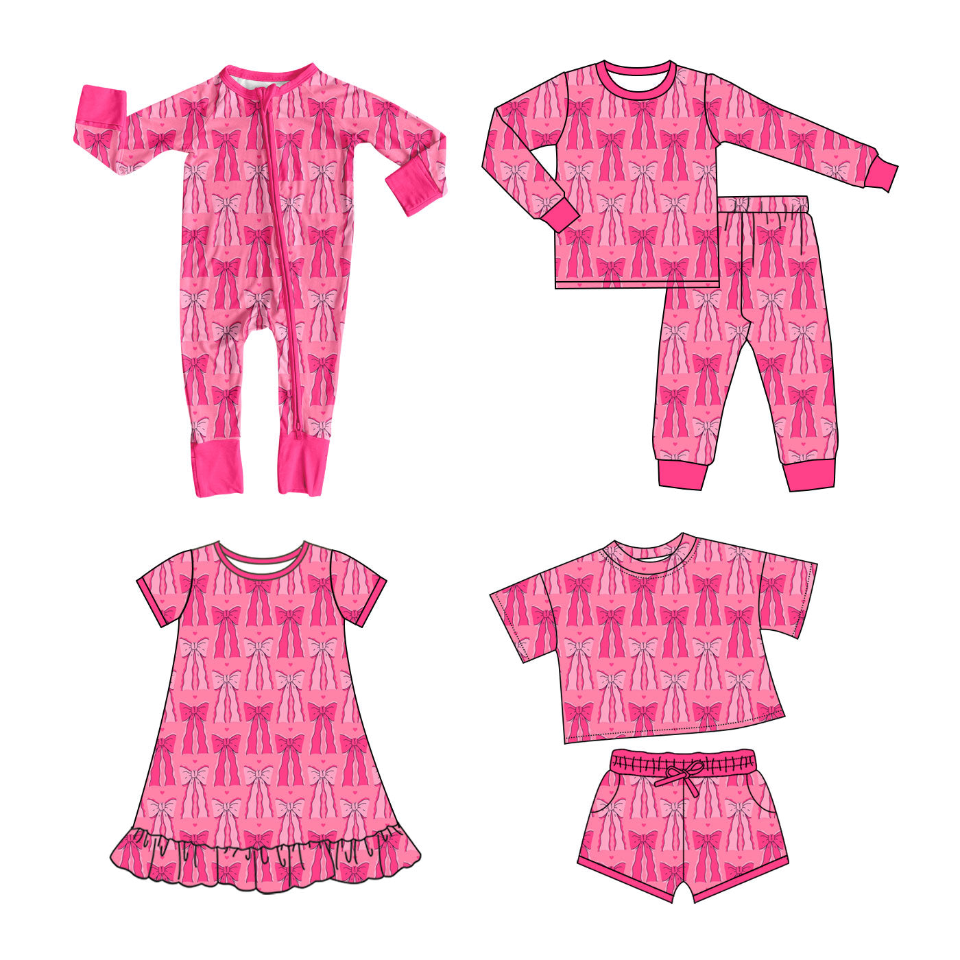 25.10.10 custom each style moq 5 eta 6-8week Sibling Sisters bow baby girl long sleeve pants sets and shorts sets and dress and rompers match family design