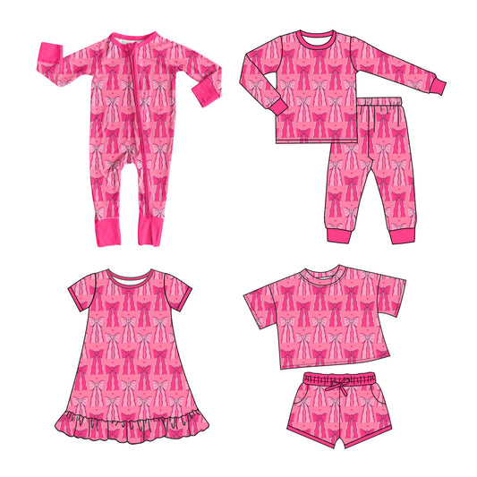 25.10.10 custom each style moq 5 eta 6-8week Sibling Sisters bow baby girl long sleeve pants sets and shorts sets and dress and rompers match family design