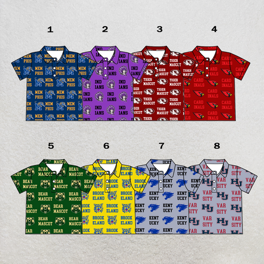 custom moq 5 mix size XY062606 Baby Boys Letter Print Short Sleeve Button Collar Polo Shirt