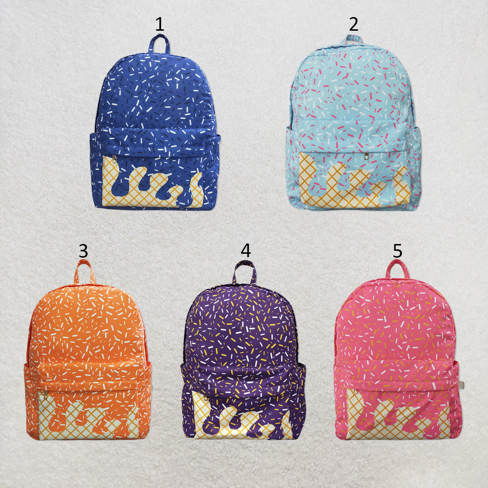 RTS NO MOQ Sibling milk silk Baby Kids Drip Sprinkles Team Zipper Kids School Backpack Bags