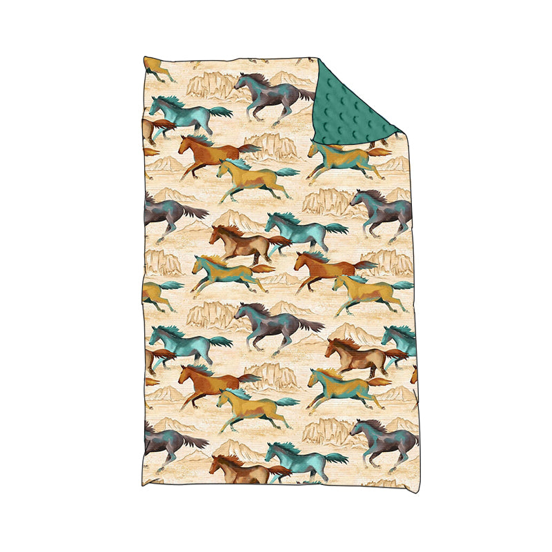 8.29 custom each style moq 5 eta 4-6week baby blanket horse green blanket design