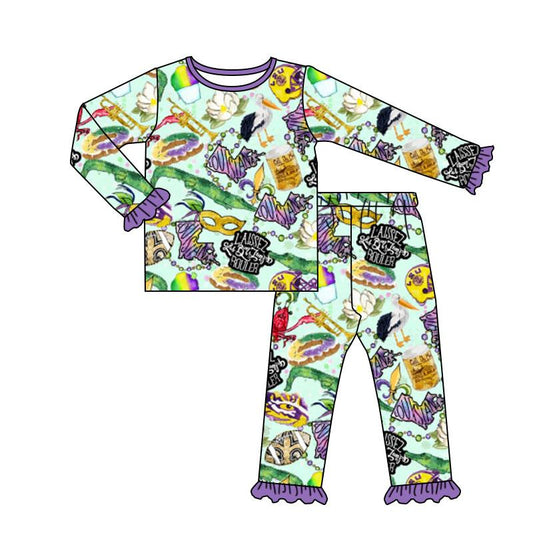 6.22 custom each style moq 5eta 4-6week Carnival long sleeve pants baby girls sets