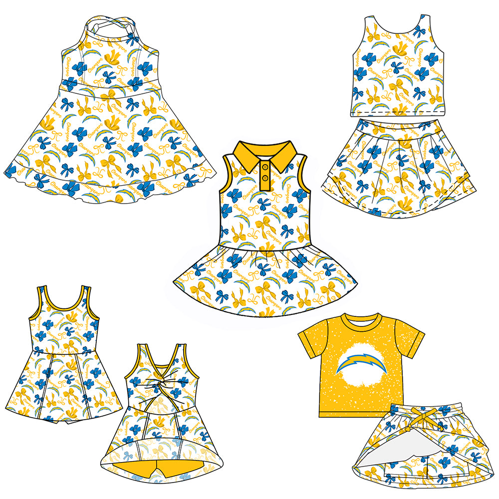 Custom moq 5 mix sizes summer teams baby girls clothes team short sleeve skirts shorts sets 1 and skirts sets 2 and dress 1 and dress 2 and dress 3 and dress 4-25.6.4