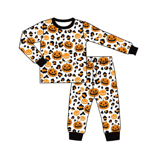 5.20custom each style moq 5eta 4-5week Sibling Sister Halloween pumpkin prints black boys outfits and baby romper match family design