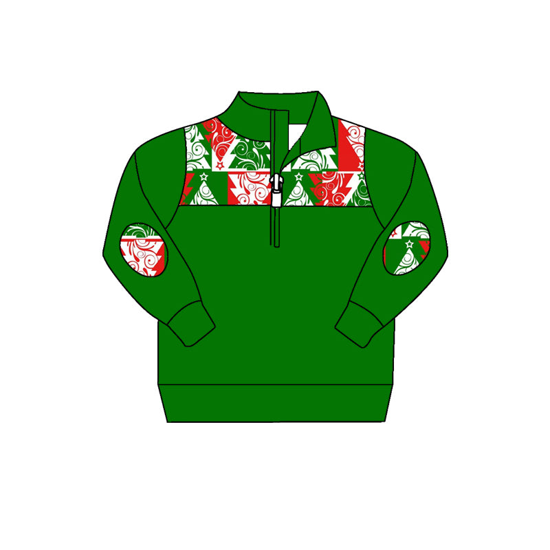 7.26 custom each style moq 5 eta 4-6week baby girls clothes Christmas green long sleeve top