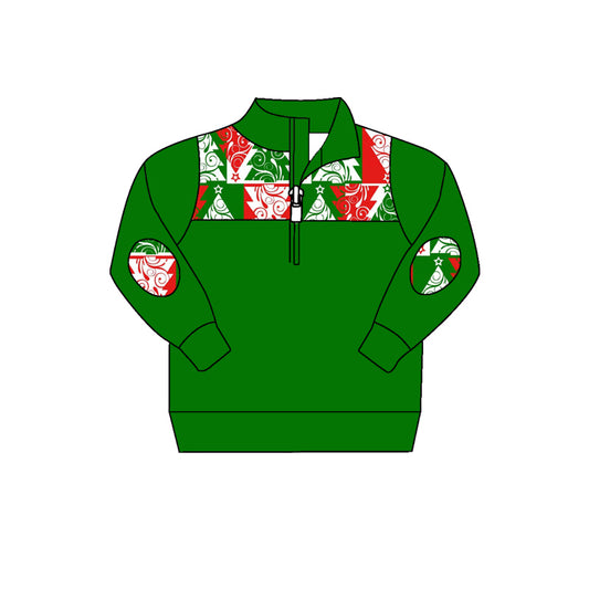 7.26 custom each style moq 5 eta 4-6week baby girls clothes Christmas green long sleeve top