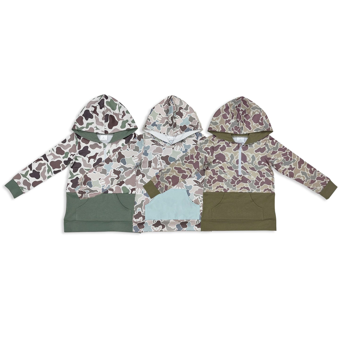 RTS NO MOQ Sibling baby boy clothes camouflage hooded long sleeved tops