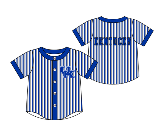 Custom moq 5 mix size milk silk summer teams Blue Striped Short-Sleeved Button-Down Shirt for Baby Boy Outfit
