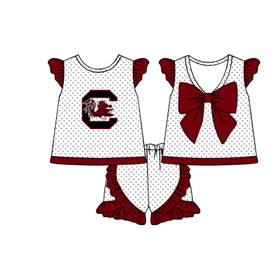 Custom moq 5 mix size milk silk summer teams Boy's Short Sleeved Dark Red Top Plaid Shorts Set Girl's Short-Sleeved Set with Matching Swimsuits Adult Shorts