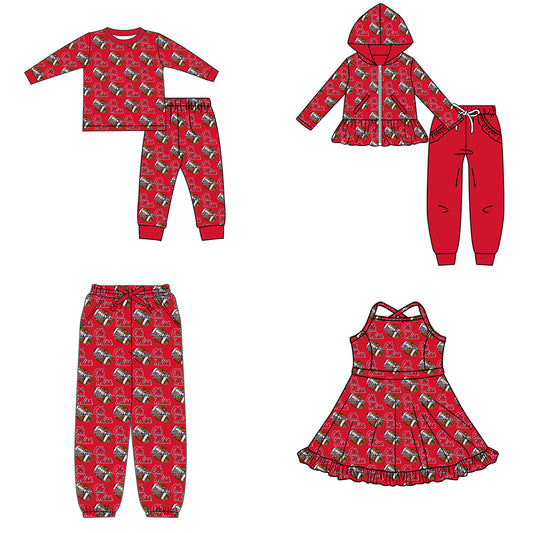 Custom moq 5 mix size milk silk summer teams baby girls clothes red hooded long sleeve pants sets and boy sets and dress and pant-25.8.20