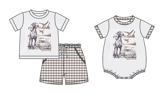25.12.19 custom each style moq 5 eta 6-8week Sibling Sister puppy duck baby boy short sleeve shorts sets and romper match design