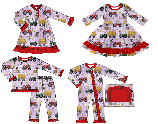 25.7.16 custom each style moq 5 eta 4-6week Sibling Sisters baby girl long sleeve pants sets and romper and dress 1 and dress 2 match family design