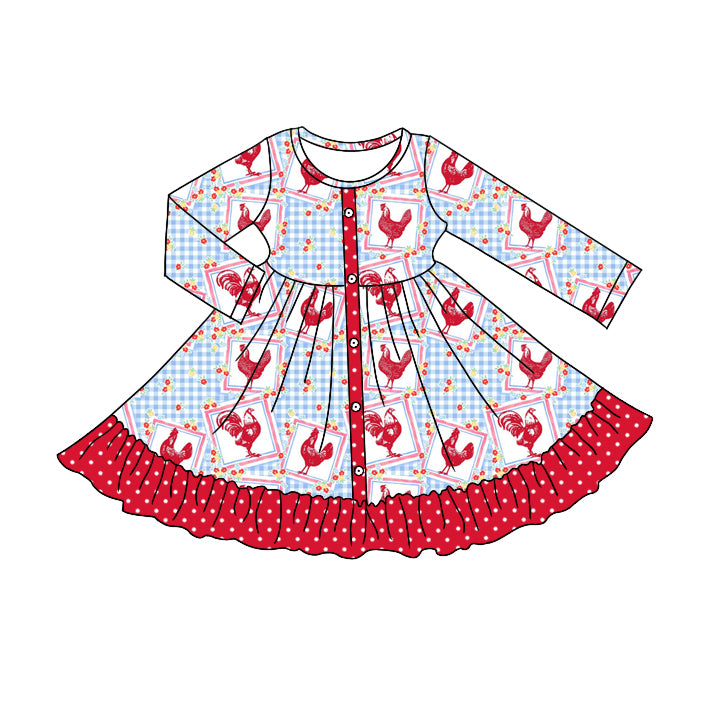 6.8 custom each style moq 5eta 4-6week Sibling Sister hen red baby girls sets and dress and baby romper match family design