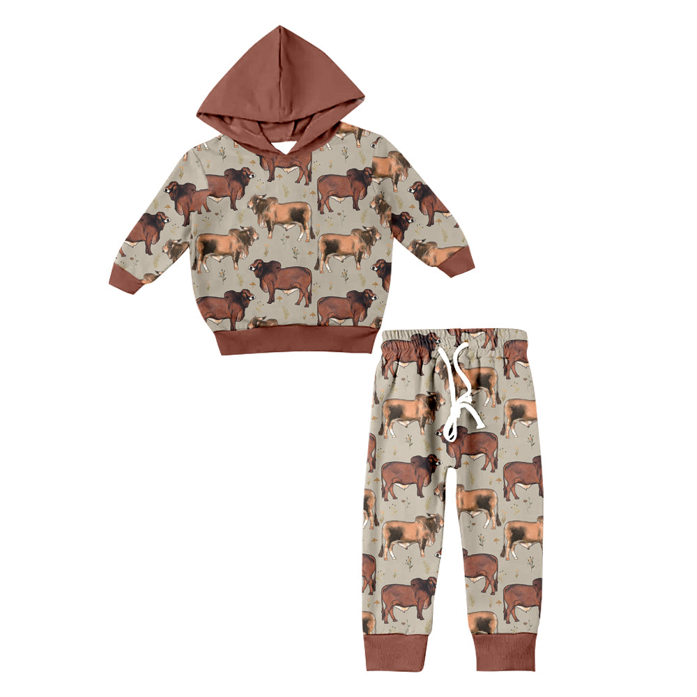 8.26 custom each style moq 5eta 4-6week Sibling Sister cow brown baby girl sets and dress match family design