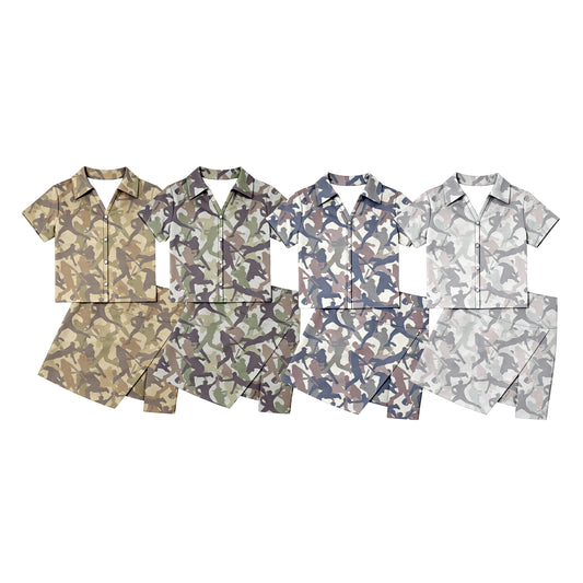 Custom moq 5 mix size Sibling Baby Girl Camouflage Short-Sleeved Top And Skirt Set Cute Print Outfit for Little Ones
