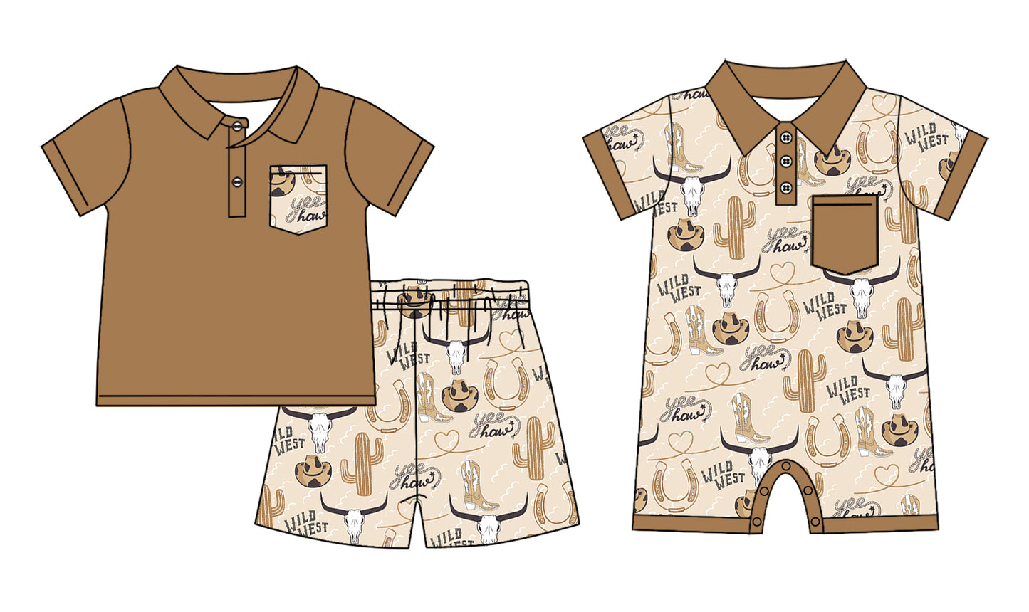 12.9 custom each style moq 5eta 4-6week Sibling Sister boots cow head catcus baby girl short sleeve shorts sets and rompers match design