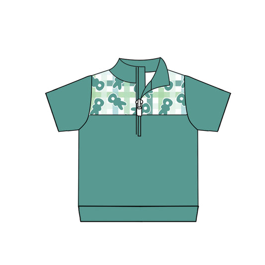 10.3 custom each style moq 5 eta 4-6week baby boys clothes easter green short sleeve top