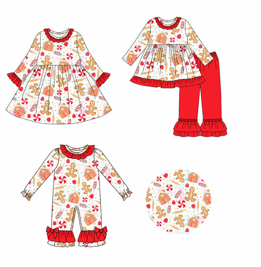 25.7.31 custom each style moq 5eta 4-6week Sibling Sisters Christmas baby girl long sleeve pants sets and dress and rompers match family design