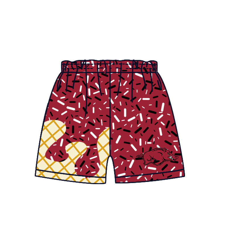 Custom summer teams baby girls clothes team brick red hooded long sleeve tops and short sleeve top and dress and pants and shorts-25.5.27